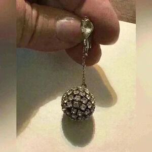 Vintage Clip On Drop Ball Earrings.  Cubic Zirconia.  Cluster. Marquise Main